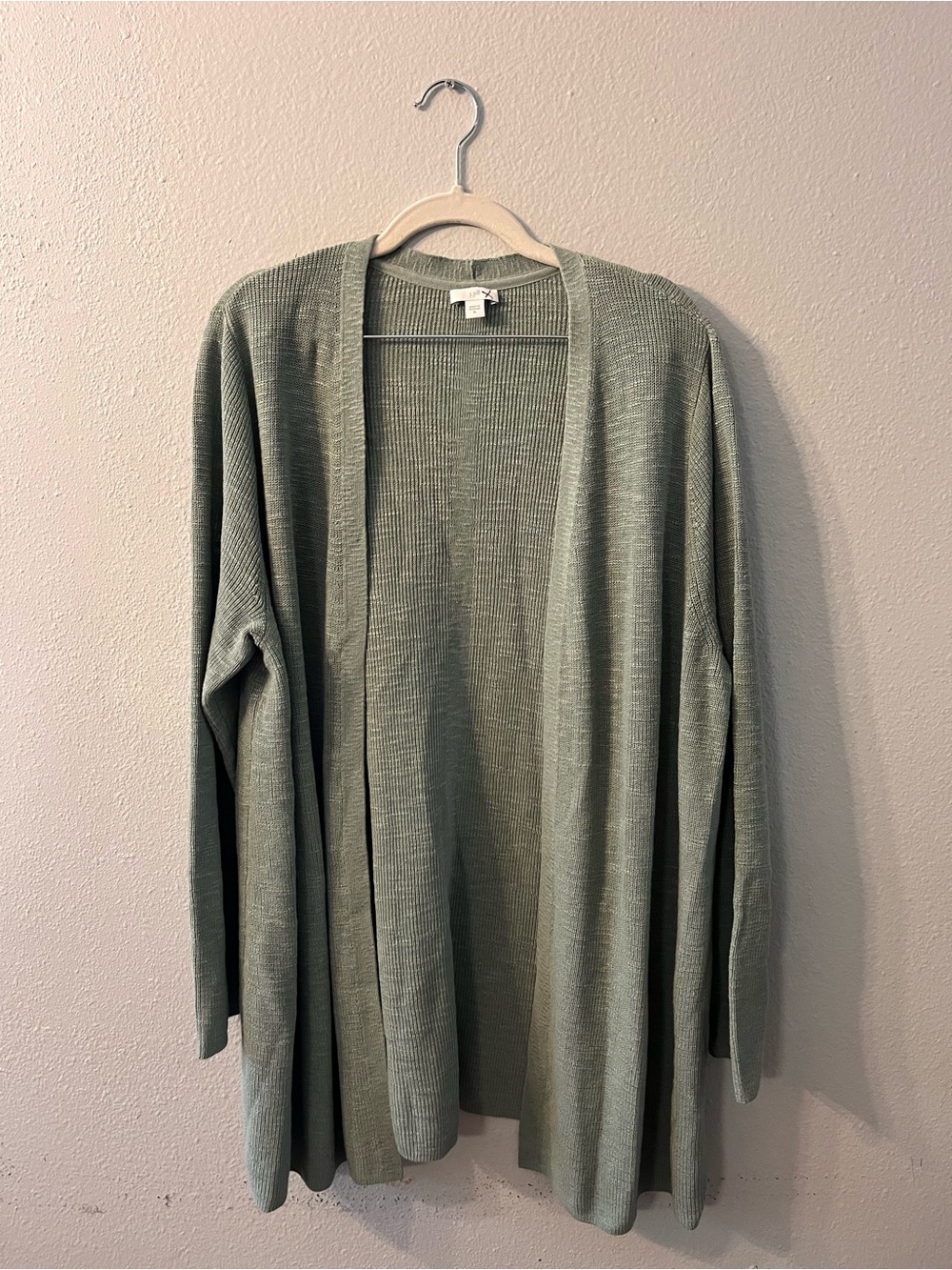 J Jill Sage Green Cotton Linen Open Front Summer Cardigan